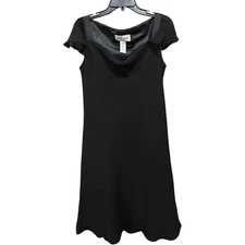 Jones Wear Dress Women 12 Cocktail Sheer Silk Sleeves V Neck Little Black Dress