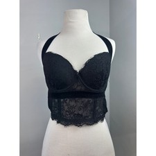 BEBE Y2K Halter Velvet and Lace Bustier Sz S