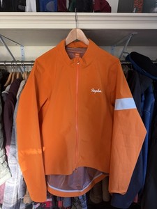 Rapha Core Men's Full Zip Cycling Rain Jacket Long Sleeve Orange XX-Large