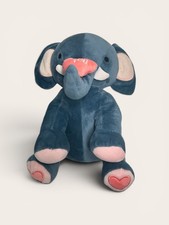 Cute Blue Elephant Plush with Heart Adorable Gift