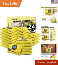 24Pack100g Each Rechargeable Silica Gel Desiccant Packets,Color Indicating De...