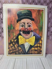 Vtg Michele Clown Print Textured Lithograph Original Was About 1966 Unframed...