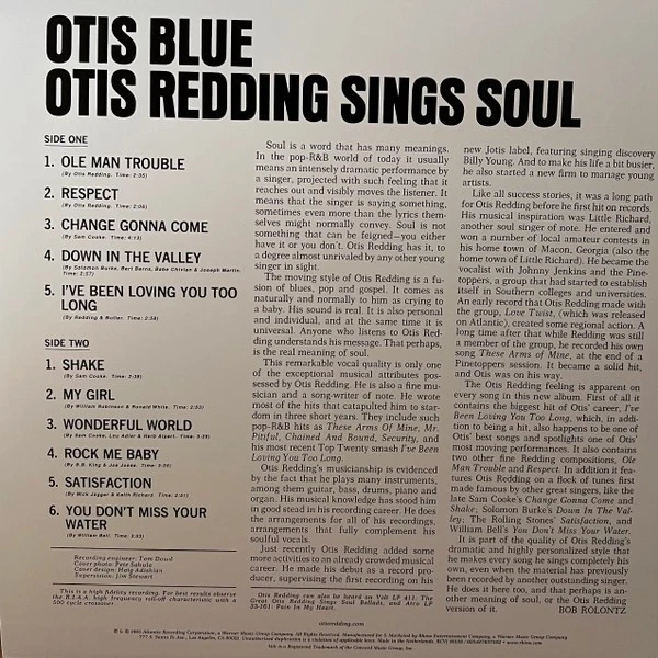 Otis Redding Otis Blue Otis Redding Sings Soul Crystal Clear Vinyl LP New - Image 4 of 4
