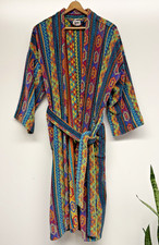Vintage 100 Cotton Woven Robe Southwestern Aztec Tribal Belted Bathrobe Unisex