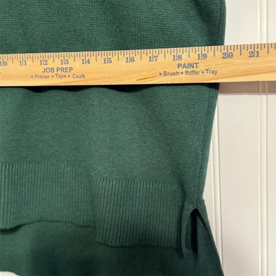 Suéter LL Bean Verde Algodón Cachemira L Costera Abuela Dinero Antiguo Dobladillo Dividido Foto 4 de 4