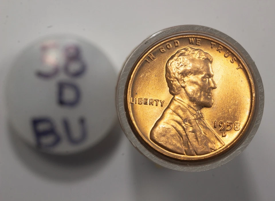 ✅  1958-D Lincoln Wheat Cent Penny Roll GEM BLAST WHITE GORGEOUS"  -  WOW !! - Image 3 of 4