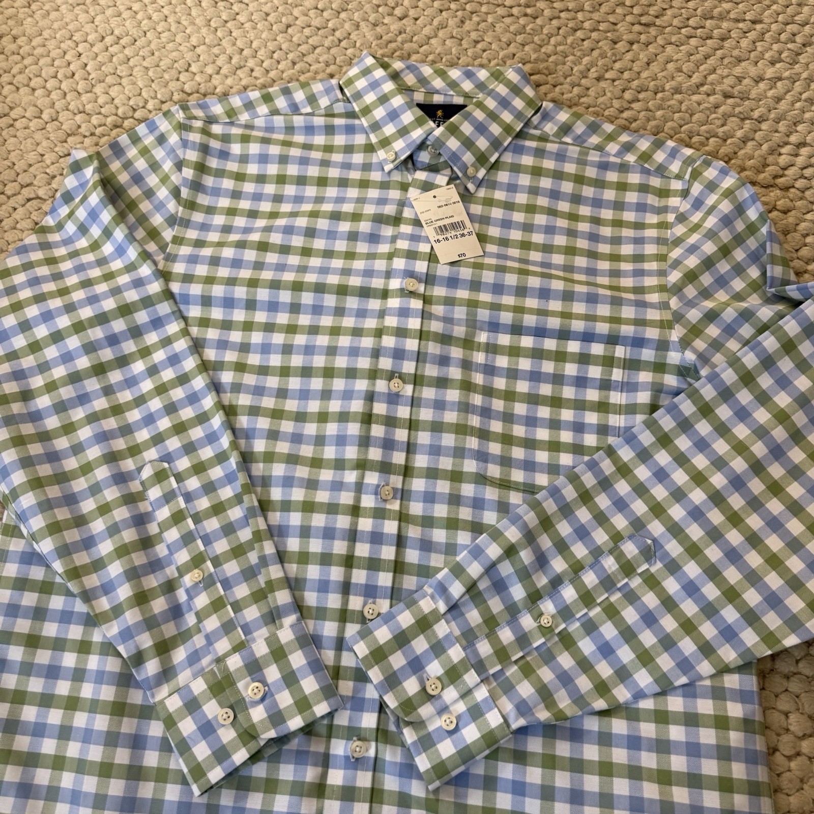 Stafford Men’s Coolmax 16-16.5 36-37 Long Sleeve Button Up Multi Color Size LT