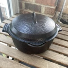 Rare Griswold Cast Iron No. 8 Hammered Dutch Oven 2058 Hinged Lid c1930s Erie PA