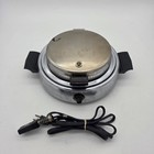 Vtg Round Dominion Belgian Waffle Iron Maker 1316 Chrome Art Deco TESTED Works!
