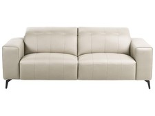 Sofa 3 Seater OMMEL Faux Leather Light Beige