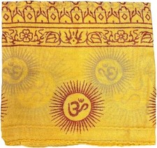 Genesis Imports Indian Om Mantra Hand Block Printed Scarf Prayer Shawl Saffron