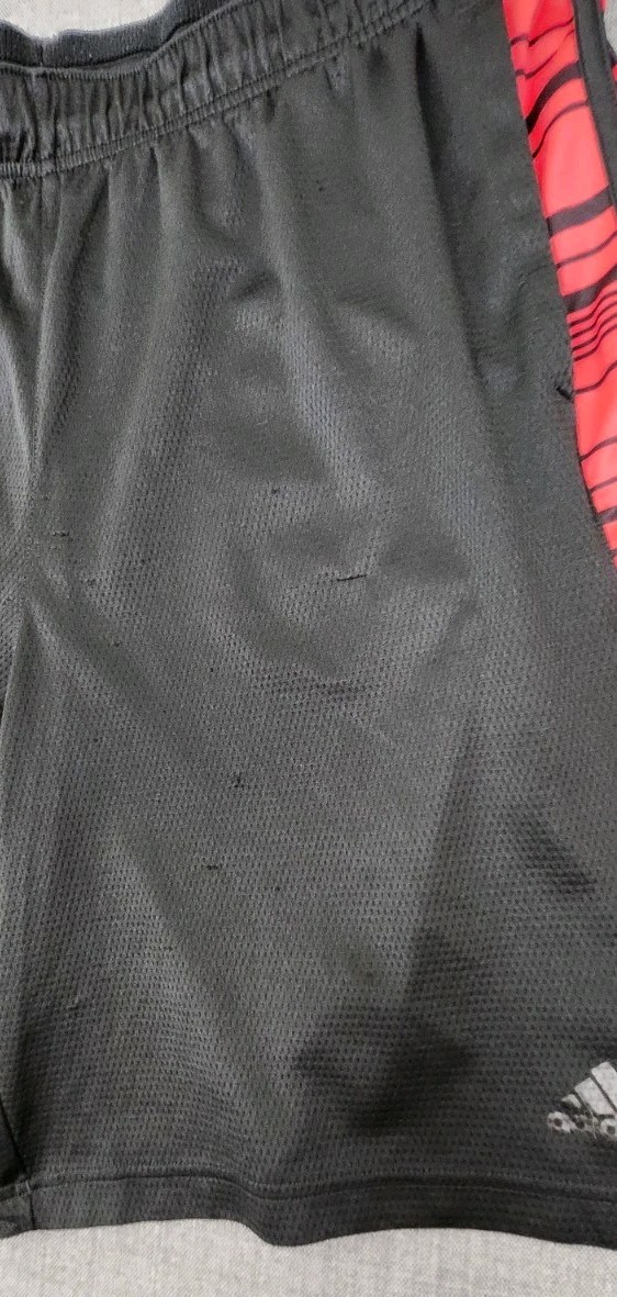 Adidas 3 Striped Red Black Basketball Drawstring Shorts. 2XL  thumbnail 3