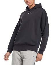 Reebok Women's Lux Oversized Pullover Sweatshirt Hoodie Logo Black S