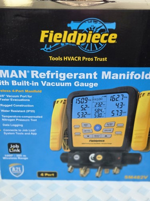 #ad Fieldpiece SM482V 4 port SMAN Refrigerant Manifold for part Only. still work $175.00
