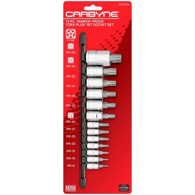 CARBYNE 13-Piece Tamper-Proof Torx Plus Bit Socket Set, 5 Lobe Security, TPR-...
