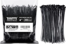 Zip Ties 4 inch, Small Zip Ties with 18 lb Tensile Strength, Black, 200 Pack,...