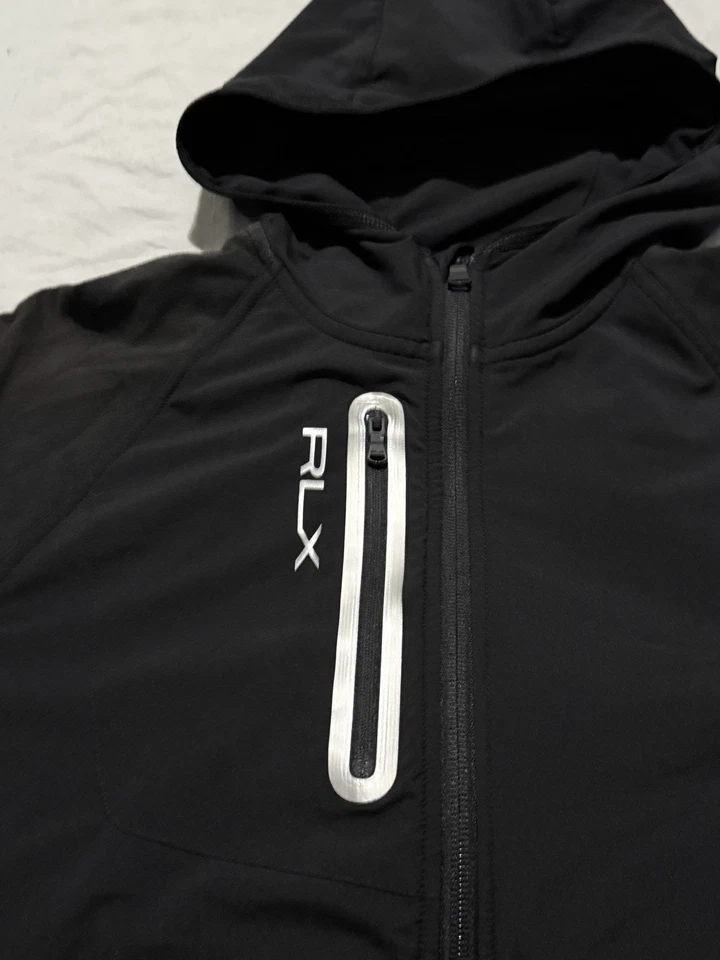 RLX Ralph Lauren Men's Medium Black Solid 1/2 Zip Golf Pullover Hoodie - Image 2 of 4
