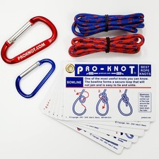 Knot Tying Kit  Pro-Knot Best Rope Knot Cards, two practice cords and a carabin