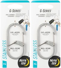 Nite Ize G-Series Dual Chamber Stainless Steel Carabiner 4 - Stainless 2-Pack 
