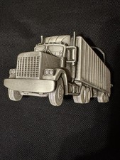 VTG 1980 Pewter 3d Belt Buckle Big Rig Semi Truck 18 Wheeler Driver