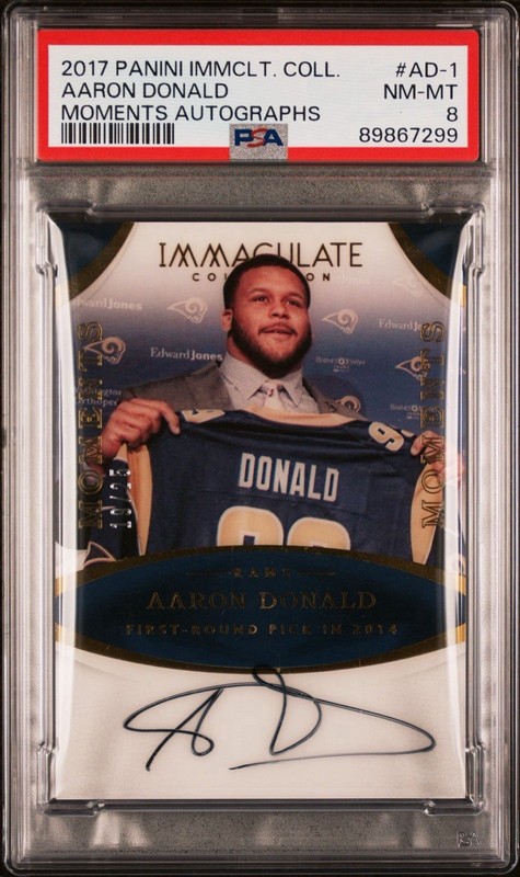 Aaron Donald 2017 Immaculate Moments Auto /25 PSA 8 Rams NFL #AD-1 On-Card Auto