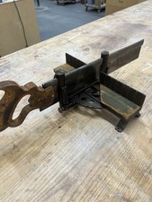 Small Rare Vintage Disston Back Saw Miter Box. 16 Back Saw. 12 Miter Box Bed