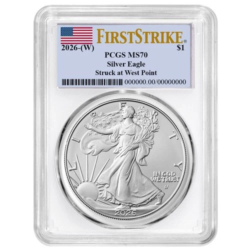 2026 (W) $1 1-oz American Silver Eagle PCGS MS70 FS Flag Label White Frame