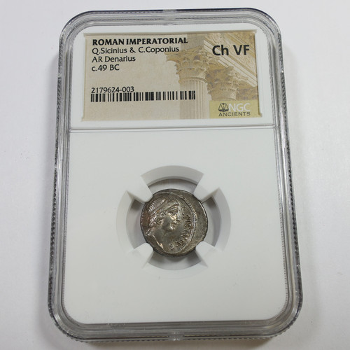 49 BC NGC ANCIENTS Choice VF - Roman Imperatorial AR Denarius Coin #60900A