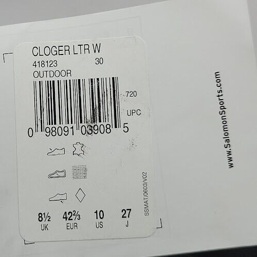 Scarpe slip on donna Salomon Sports nuove con etichette taglia 10 pelle nera