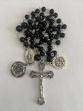 Military Army St. Michael Black Onyx Catholic Rosary Beads