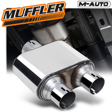 Chrome 2.5 Center Inletdual 2.25 Outlet Race Single Chamber Exhaust Muffler