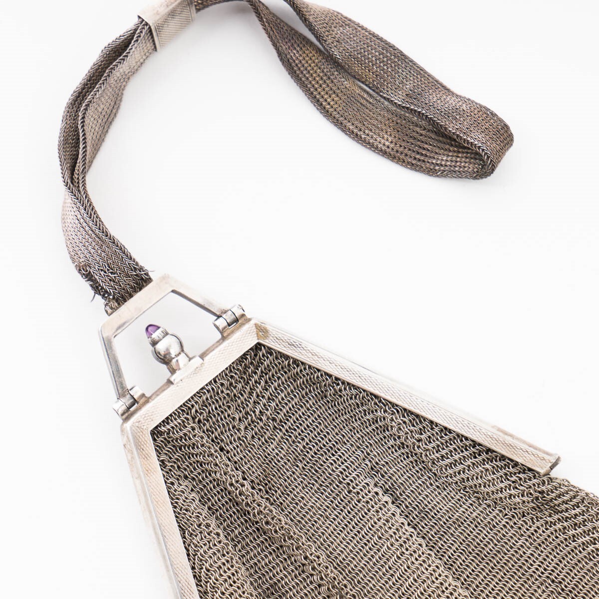 1920s Art Deco Coin Silver .900 Mesh Purse Clutch Bag… Gem