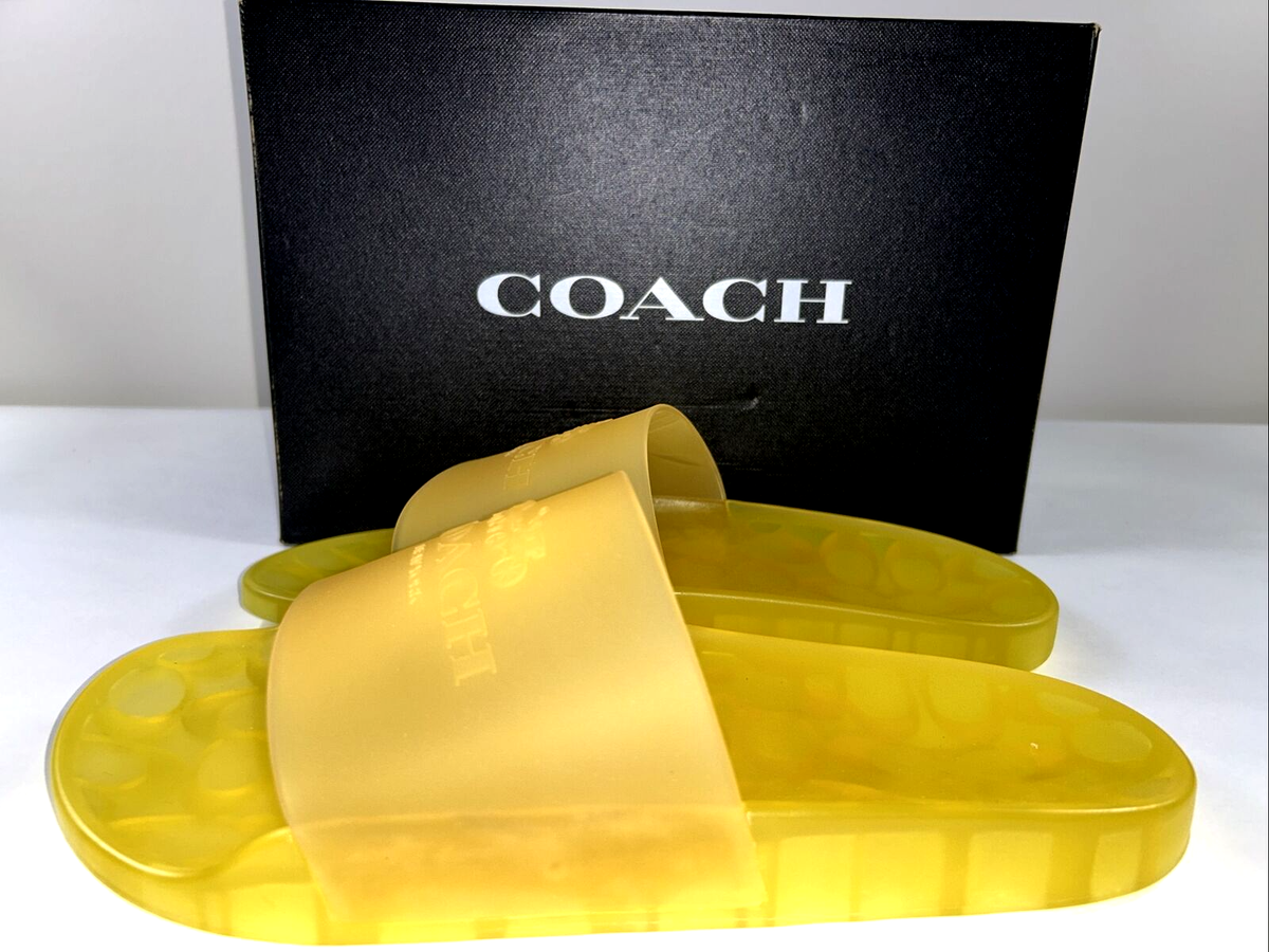 COACH Size 8 Men's Shoes Slide Sandal Yellow Rubber Carriage