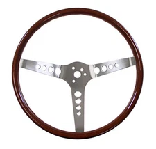 CJ Classics Steering Wheel Walnut Woodgrain 14" With 4-Hole Spokes For 3-Bolt...