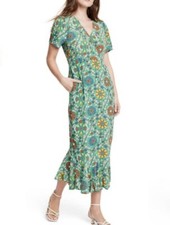 NWT Rhode x Target Women's Zinnia Green Floral Short Sleeve Midi Dress Sz 6 M