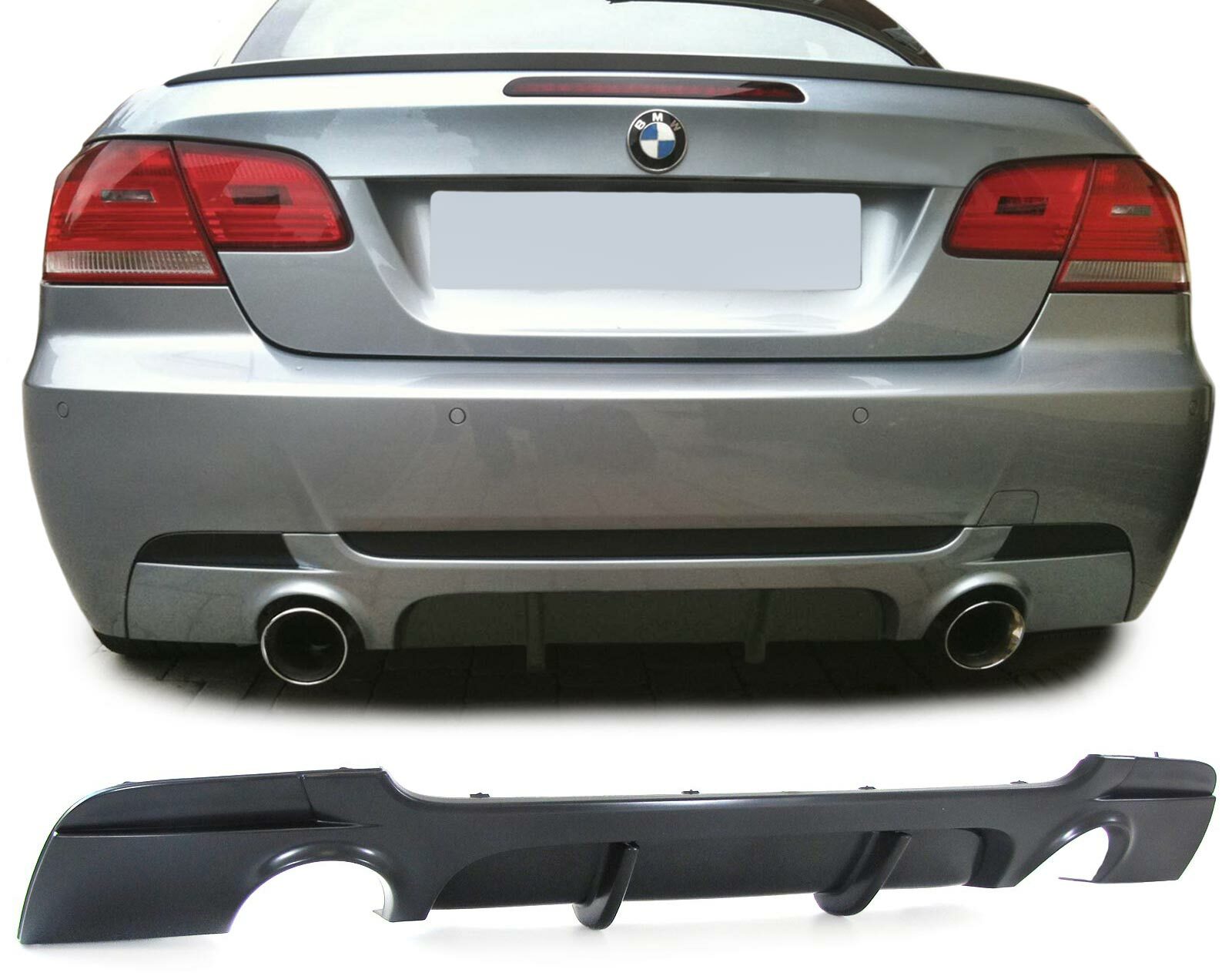 Diffuseur arrière BMW E92 M Performance double sortie échappement pour Pack M noir mat