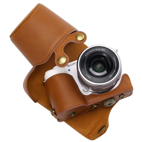 MUZIRI KINOKOO Sony ZV-E10 II camerahoes, retrostijl, halve beschermhoes van echt leer voor Sony Alpha ZVE10 II/ZV-E10 II camera met opening aan de onderkant en handgreep