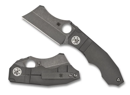 Spyderco Stovepipe 20CV Stonewashed Blade Dark Titanium Handles - C260TIP