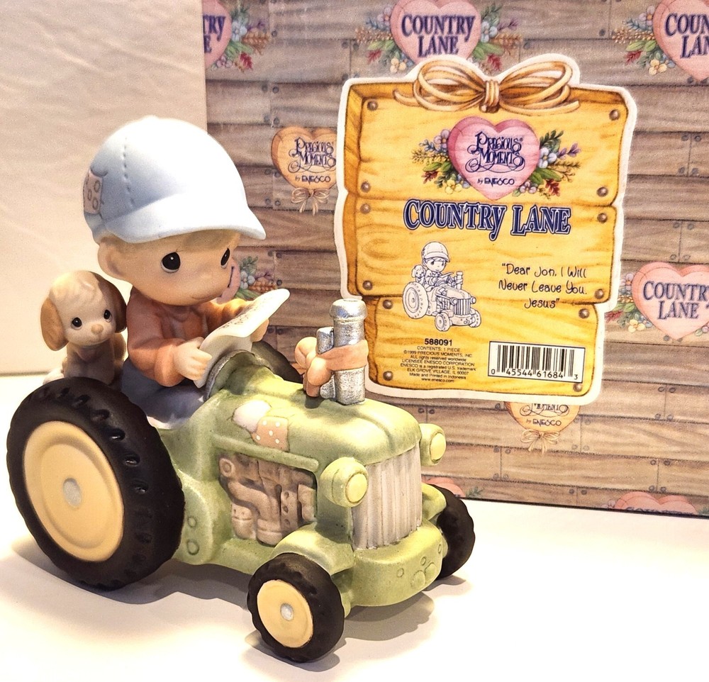 PRECIOUS MOMENTS Farmer DEAR JON I WILL NEVER LEAVE YOU JESUS 588091 Retired