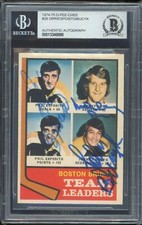 Bobby Orr Esposito Bucyk Signed 1974-75 O-Pee-Chee Card #28 Bruins BAS Slabbed