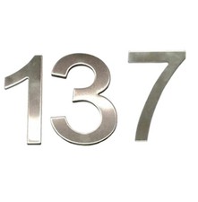 Stick-On House Numbers - No 137 - Stainless Steel - 10cm - Door, Fence, Gate