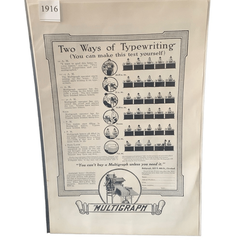 Pubblicità pubblicitaria vintage 1916 multigrafo a due modi di Tyoewriting - Foto 4 di 4