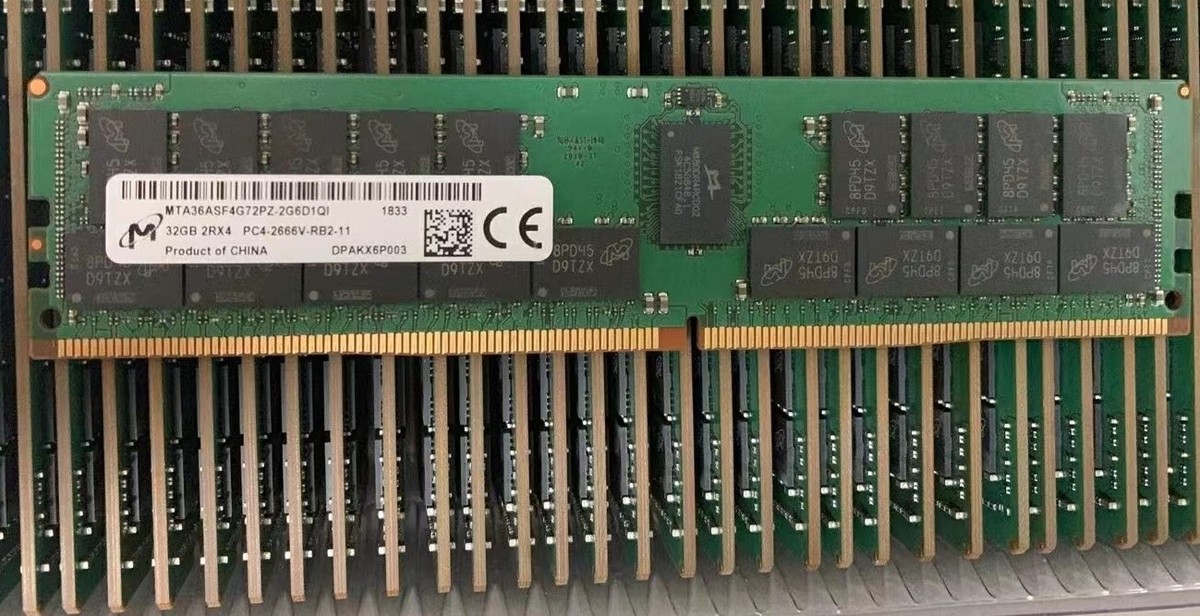 MT Micron 32GB DDR4 2666 2Rx4 PC4-21300 36ASF4G72PZ-2G6D1 288p