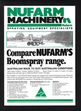 NUFARM MACHINERY SPRAYING EQUIPMENT BOOMSPRAY RANGE 4 PAGE BROCHURE