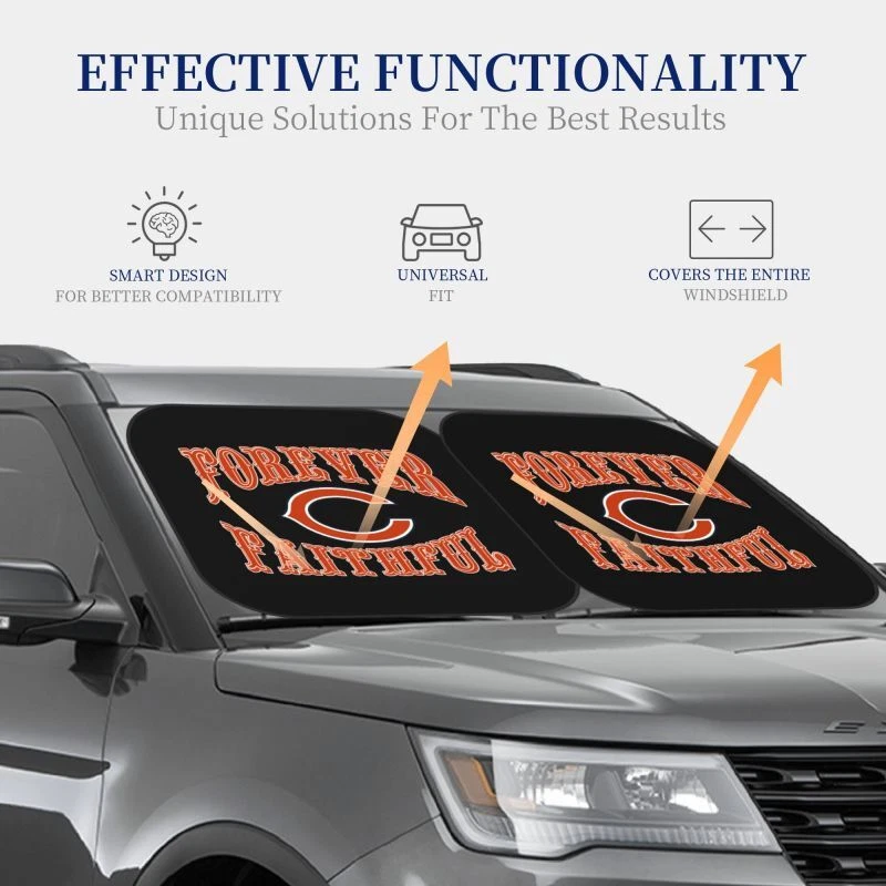 Forever Faithful Chicago Bears Foldable Car Windshield Cover Car Sunshade