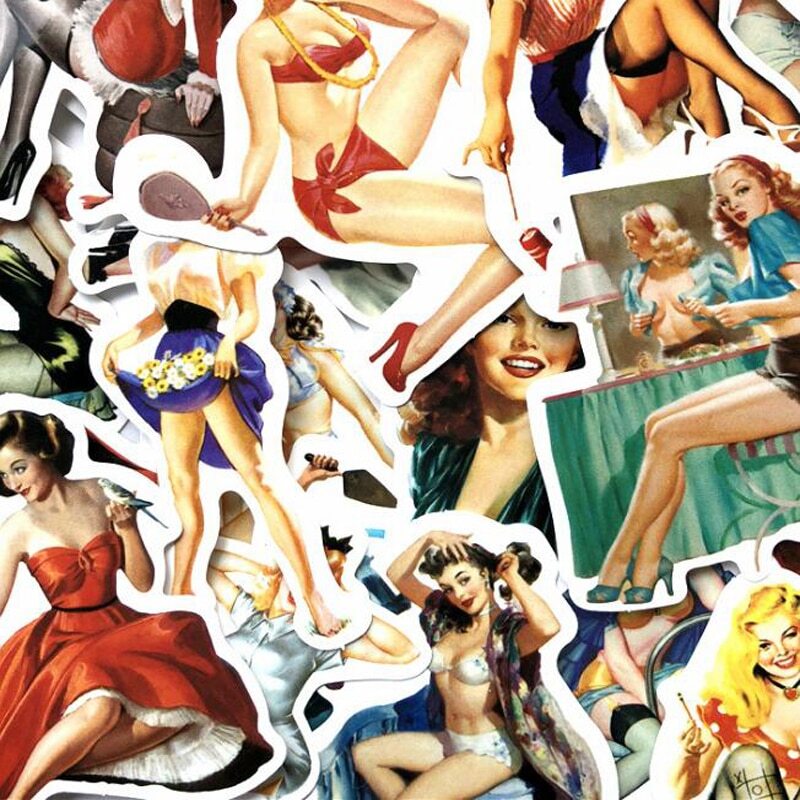 50Pcs Sexy Retro Girl Pin-up Women Sticker Bomb Pack Skateboard Laptop Decal Lot