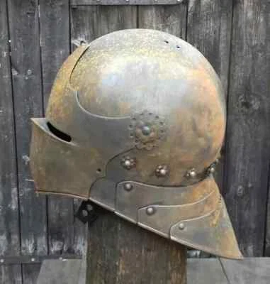 Mittelalterlicher Ritterhelm Deutscher Schallerhelm Stahl Alter Rost Antike Helm - Bild 1 von 4