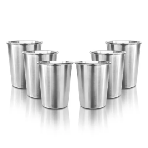 6 Pack 8oz Stainless Steel Drinking Glasses Stackable Cup for Travel Camping
