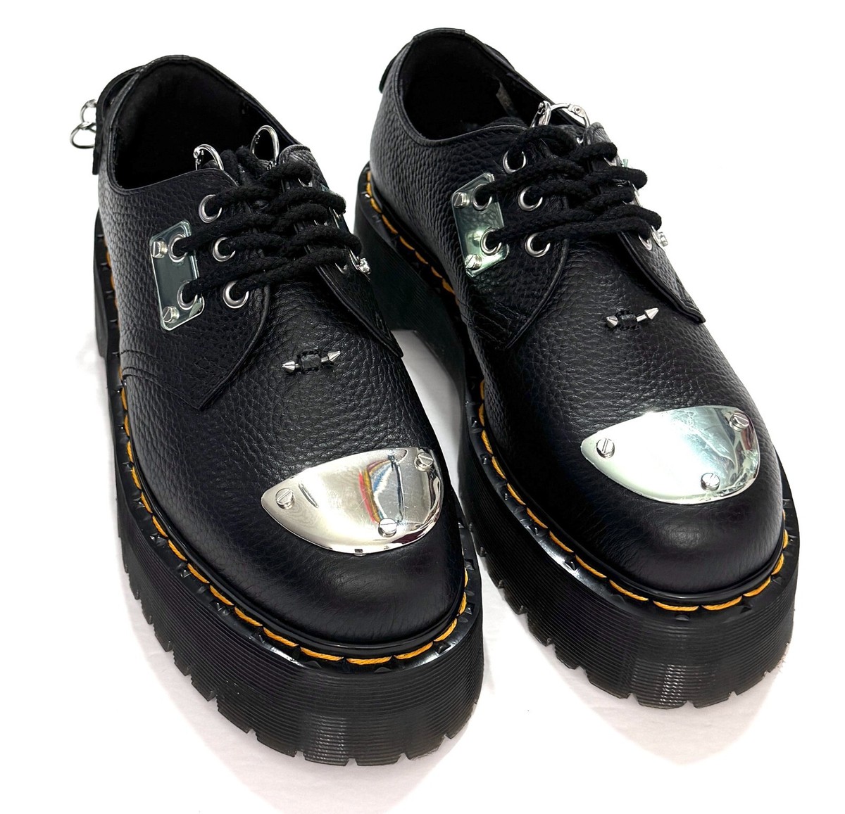 Dr Martens Quad Piercing Milled Platform Boots Nappa Gothic Mens