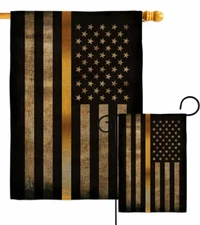 Thin Gold Line Burlap Garden Flag First Responders EMT Gift Yard House Banner